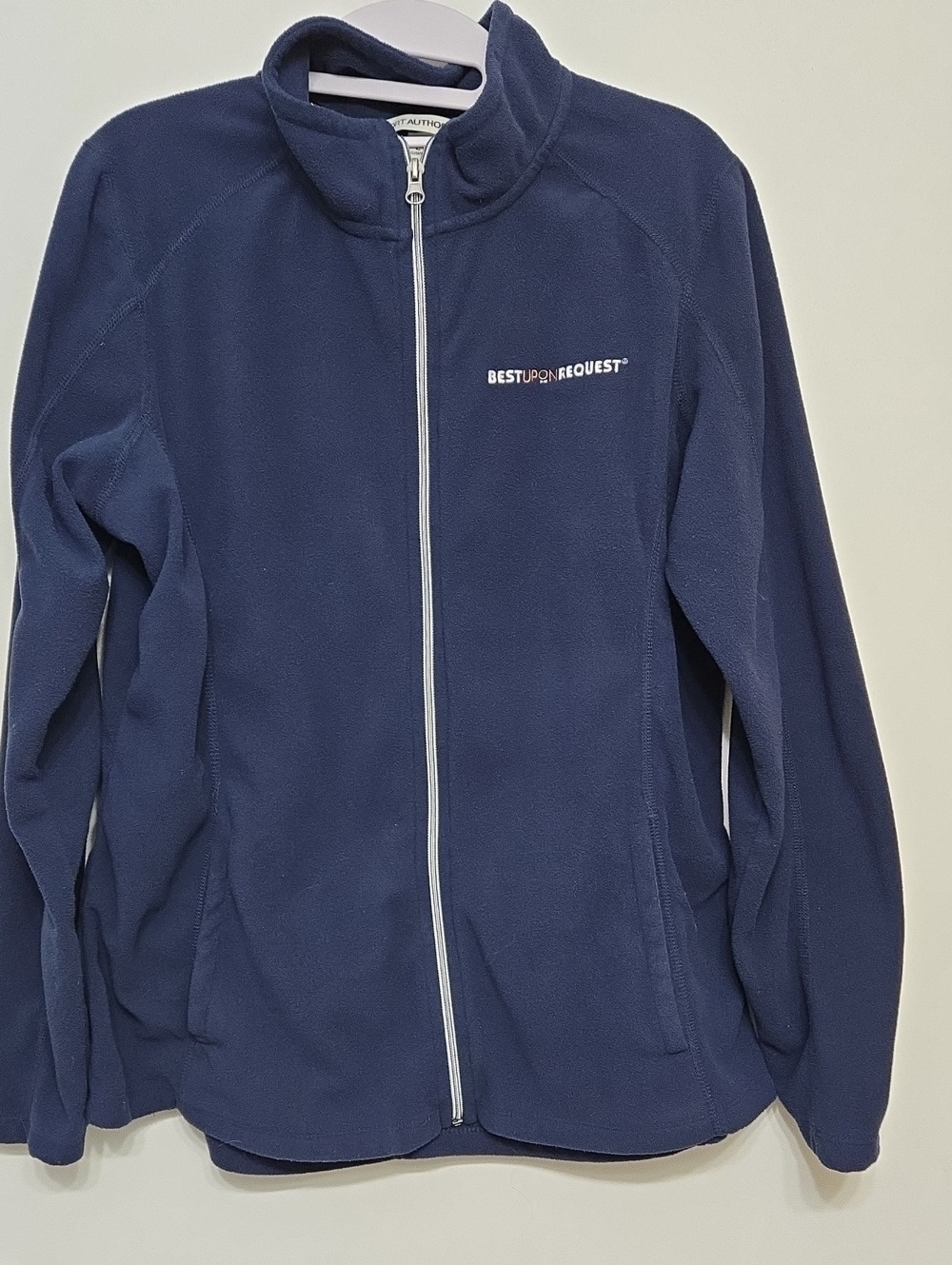 Port Authority Navy Fleece Bomber Jacket with White Zipper